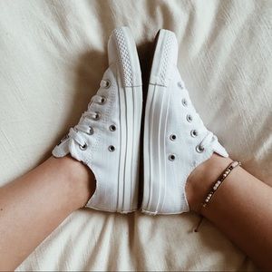 CONVERSE• All Star Lace Up White Low Top Sneakers